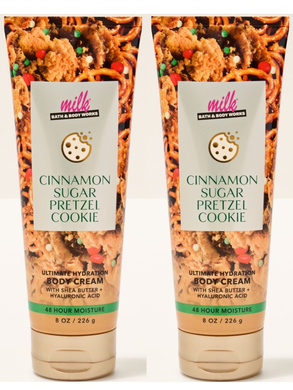 Bath & Body Works Milk Bar Cinnamon Sugar Pretzel Cookie Body Cream Set of 2 NEW